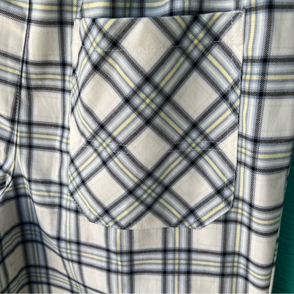 90’s STYLE WIDE LEG PLAID TROUSERS WITH POCKETS SIZE MEDIUM - Picture 6 of 11
